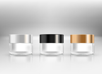 Realistic Detailed 3d Blank Perfume Bottle Empty Template Mockup Set Different Types Opened and Closed View. Vector illustration