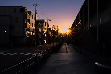 Fotobehang 東京、世田谷の住宅街の夜明け風景 © Seiji Nakamura