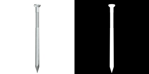 3D rendering illustration of an iron nail
