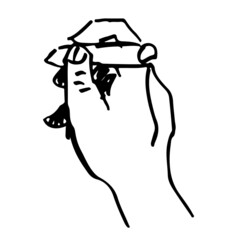 モノクロの手イラスト