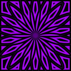 Purple abstract flower from light lines on a black background