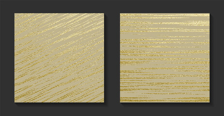 Golden backgrounds set. Shiny Gold grunge texture. Vintage vector illustration. Bright background for christmas cards, luxury flyers or banners. Vector illustration