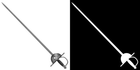 3D rendering illustration of an Italian foil fencing sword