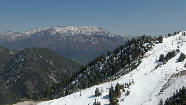 San Gorgonio Mts and Ski Resort Aerial Shot R San Bernardino Mountains California USA