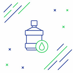 Line Big bottle with clean water icon isolated on white background. Plastic container for the cooler. Colorful outline concept. Vector