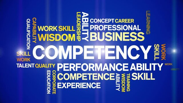 Competency Animated tag word cloud;text design animation kinetic typography seamless loop.