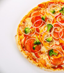 Vegetarian pizza with vegetables and cheese