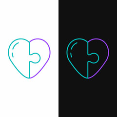 Obraz premium Line Heart icon isolated on white and black background. Romantic symbol linked, join, passion and wedding. Valentine day symbol. Colorful outline concept. Vector