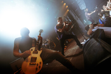 Rocking this crowd. Shot of a band playing at a music festival- This concert was created for the...