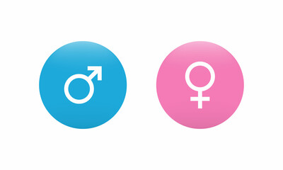 Male and Female Sign Symbol Vector in 3d Style