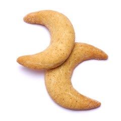 Traditional German or Austrian Vanillekipferl vanilla kipferl cookies isolated on white background