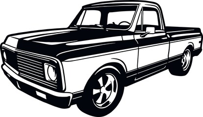 Classic Truck, Muscle car, Classic car, Stencil, Silhouette, Vector Clip Art - Truck 4x4 Off Road - Offroad car for tshirt and emblem © Natalya