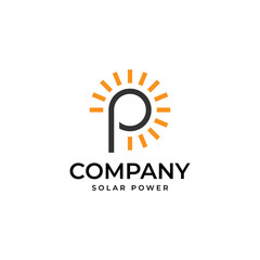 letter P solar logo template