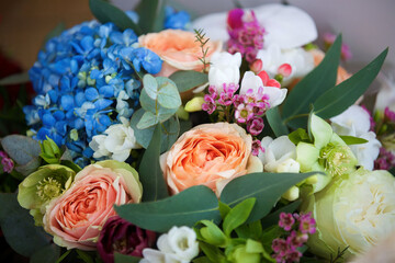 The composition is made by florists from fresh flowers at the party
