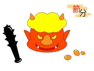 節分の鬼と金棒のベクターイラスト