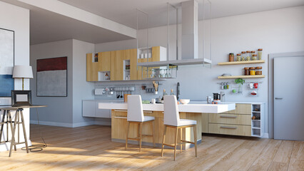 modern kitchen interior.