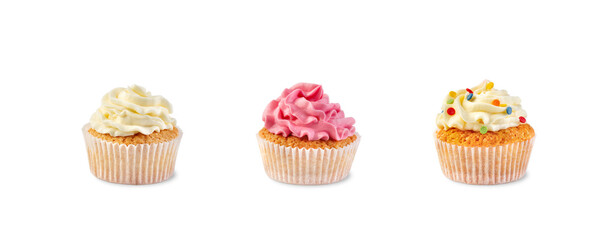 Cupcake with cream isolated