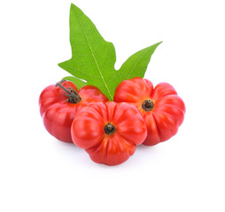 Cherry tomatoes stack isolated on white background