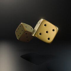 Gold dices with black point