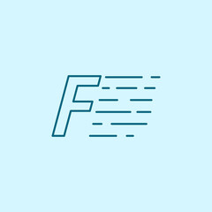 letter f Speed Logo Design Element. line art logo in blue background.