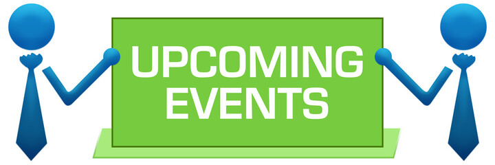 Upcoming Events Banner Symbols Left Right Green Blue 