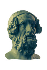 Bronze color gypsum copy of ancient statue Homer head for artists. Plaster antique sculpture of...