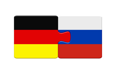 Puzzle Button zeigt Deutschland und Russland