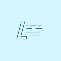 letter L Speed Logo Design Element. line art logo in blue background.