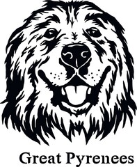 Great Pyrenees - Funny Dog, Vector File, Cut Stencil for Tshirt