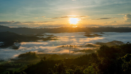 Take a morning view at the top of the mountain.