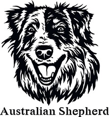 Australian Shepherd - Funny Dog, Vector File, Cut Stencil for Tshirt