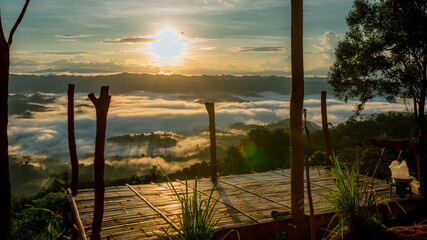 Take a morning view at the top of the mountain.