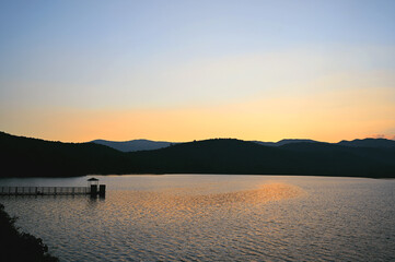 Sunset at the lake, Karnataka