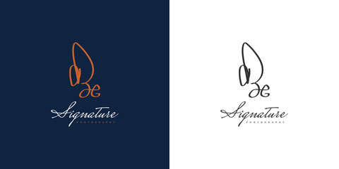 BE Initial Logo Design with Handwriting Style. BE Signature Logo or Symbol for Wedding, Fashion, Jewelry, Boutique, Botanical, Floral and Business Identity