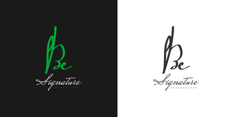 BE Initial Logo Design with Handwriting Style. BE Signature Logo or Symbol for Wedding, Fashion, Jewelry, Boutique, Botanical, Floral and Business Identity