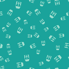 Green Uninterruptible power supply UPS icon isolated seamless pattern on green background. Vector