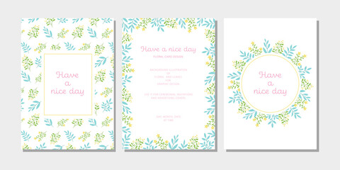 Fototapeta premium 植物のイラストを装飾したカードのデザインテンプレート セット