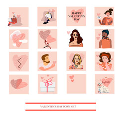 Valentine icon set. Happy valentine day related icon in white background