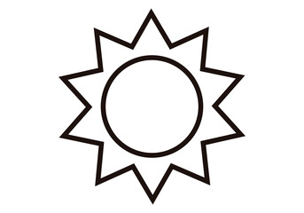 Icono negro de sol en fondo blanco. © Gabrieuskal