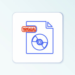 Line WMA file document. Download wma button icon isolated on white background. WMA file symbol. Wma music format sign. Colorful outline concept. Vector