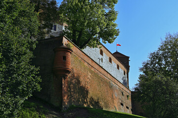 Wawel castle fortress defensive wall and garden, Poland, Krakow