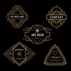 vintage art deco labels retro frame vector illustration