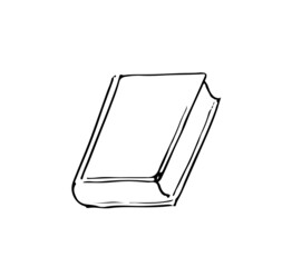 Large closed book. Outline sketch. Hand drawing is isolated on a white background. Vector
