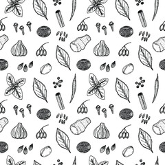 Background spice vector illustration, hand drawing sketch