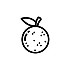 Orange flat outlined icon. Vector fruit logo isolated on white background. Vegan food symbol, media glyph for web