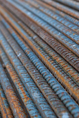 Rusty construction steel rods