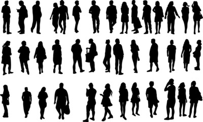 Shadow people in various gestures,vector silhouettes of men and a women