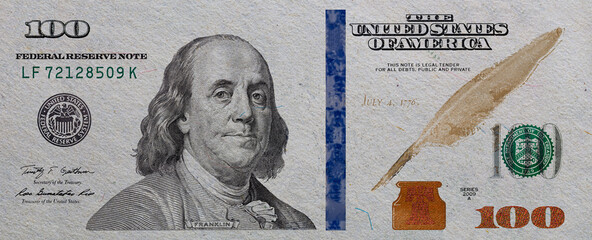 U.S. 100 dollar banknote. Elements for design purpose