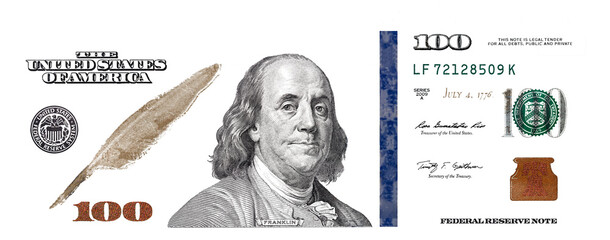 U.S. 100 dollar banknote. Elements for design purpose