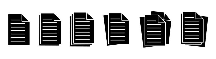 Documents icon.Office note sign.Paper document page line icon.Linear file icon isolated on white background.Black simple icon.